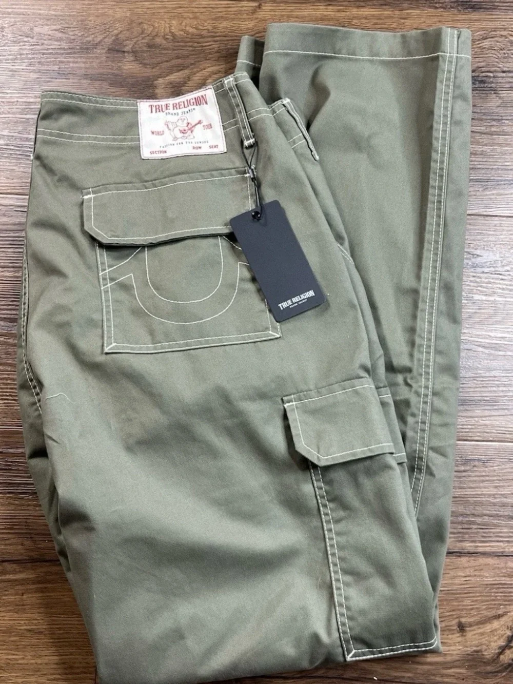 Men's Sz 34 True Religion Cargo Pants Kalamata Green Style 108335 MSRP $164 NWT